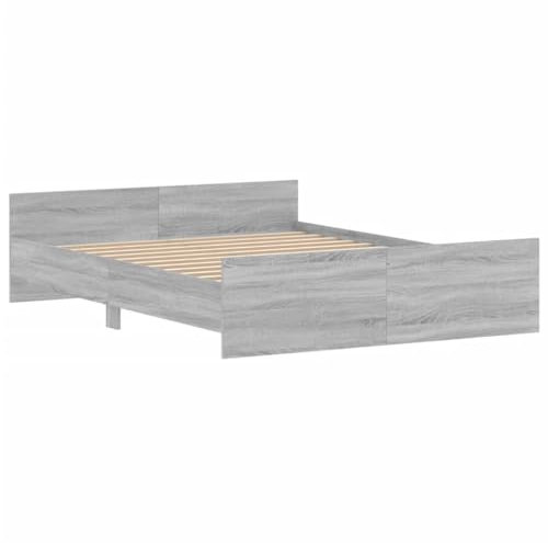 vidaXL Bettgestell, Bettrahmen mit Lattenrost, Bett Gästebett mit Kopfteil Fußteil, Doppelbett Schlafzimmerbett Schlafzimmermöbelt, Grau Sonoma 150x200cm