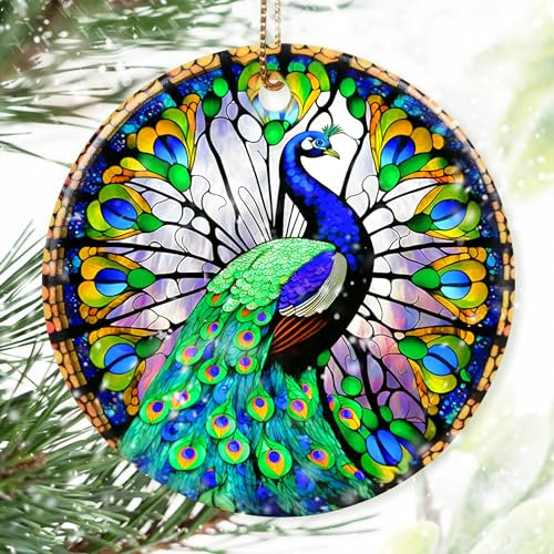 Dodosky Bunte Keramik-Pfauen-Weihnachtsdekoration, Pfauen-Ornamente für Weihnachtsbaum, Urlaubsdekorationen, Weihnachtsdekoration, Pfauenliebhaber, Pfauen-Geschenke, Weihnachtsdekoration,