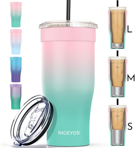 Universelle Eiskaffeehülle, verbessert, doppelwandig, wiederverwendbar, Edelstahl-Halter, Isolator für kalte Getränke, passend für Starbucks, Dunkin, Donuts, McDonalds, kleine, mittelgroße und große