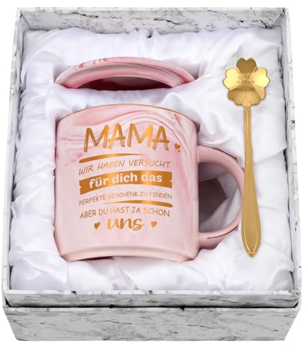 Joymaking Kaffeetasse Muttertag Geschenk für Mama Geburtstagsgeschenk Tasse mit Spruch - Mama, Wir haben versucht für dich das perfekte Geschenk zu finden, Rosa 320ml