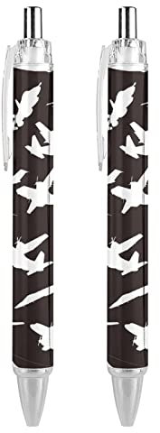 fifbird Kugelschreiber mit Flugzeug-Silhouetten, einziehbar, feine Spitze, runder Schaft, schwarz, Stifte für Notizbuch, Schreiben, Büro, Arbeiten, 0,5 mm, 4 Stück