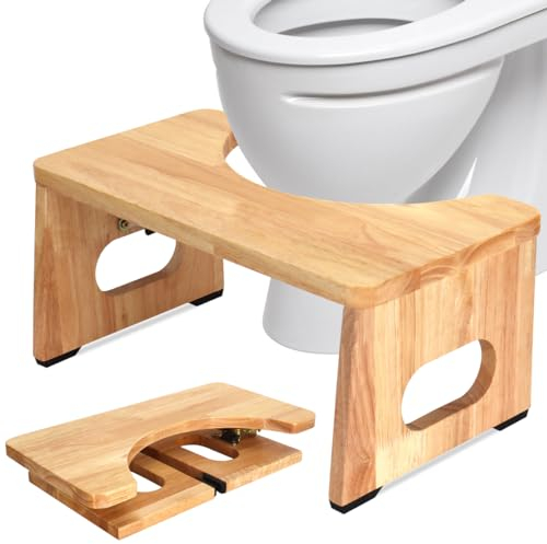 RayLove Toilettenhocker Holz – WC Hocker fur Erwachsene – Toilettenhocker Holz Klappbar - Squatty Kackhocker