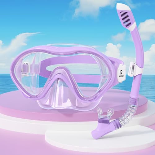 RIOROO Maschera Subacquea Bambini per 4-12 Ragazzi e Ragazze, Protezione UV Antiappannamento Anti-perdita 180° Occhialini Nuoto Bambini con Protezione del Naso