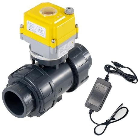 Elektrischer Kugelhahn 1 Zoll Vollbohrung 2-Wege PVC Union Kugelhahn, DC12V-24V AC110V-230V Netzteil und Auto Return Einstellung.Normalerweise geschlossenes elektrisches Wasserventil DN25MM