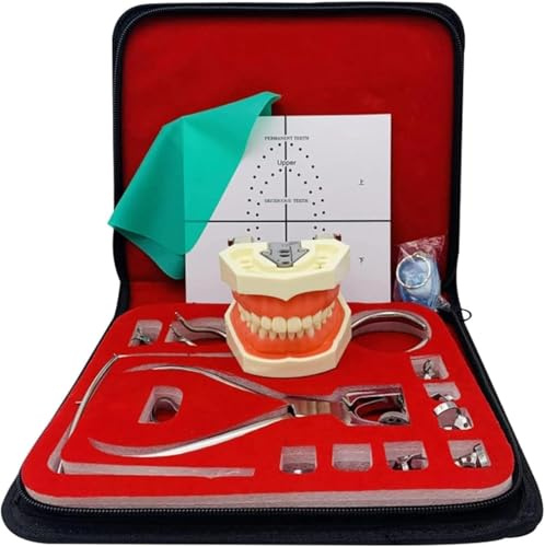 JeeKoudy Dental Endodontic Rubber Dam Kit, Dental Set Rubber Dam Kit, Rubber Dam Punch Board Practice Tool Set with Frame Punch Clamps Instruments