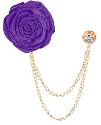 PATIKIL Broche en Forme de Fleur de Rose, Épingle de Revers pour Costumes pour Hommes, Accessoires de Costume, Broches de Marié à mode pour Mariage, Anniversaire, Violet Foncé