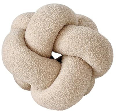 champracer Geknotetes Kissen - Rundes Wurfkissen, Sofa Geknotetes Kissen, Plüsch Geknotetes Kissen, Plüsch Rundes Geknotetes Kissen, Heimdekoration, Sofa Dekoration (Beige,30 cm)