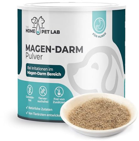 The Home Pet Lab Magen-Darm Pulver für Hunde, 250g - Präbiotika & Probitika zur Darmsanierung für den Hund - Unterstützt bei Durchfall, Verdauung und dem Darmflora Aufbau Hund - mit Flohsamenschalen