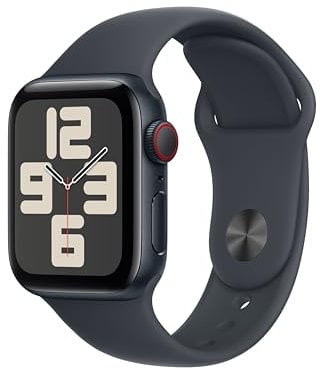 Apple Watch SE (2nd Gen) GPS + Cellular 40mm Smartwatch with Midnight Aluminium Case with Midnight Sport Band - M/L. Fitness and Sleep Trackers, Crash Detection, Heart Rate Monitor, Retina Display