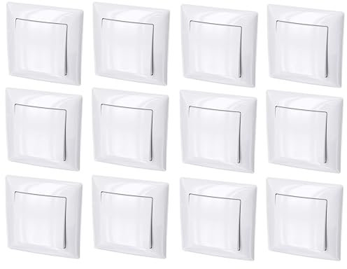 Pack de 12 interruptores de encendido/apagado, terminales de enchufe, todo en uno, serie G1, color blanco puro