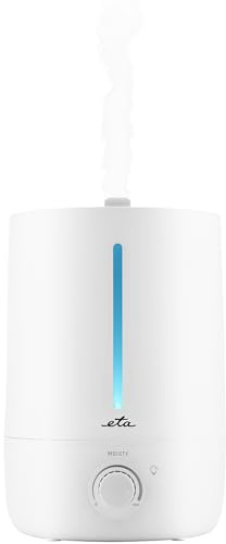 ETA Ultraschall-Luftbefeuchter I Moisty I 25 W I Befeuchtung/Leistung max. 300ml/h I Räume bis 40 m³ I Volumen 5 l I Ionisation I Aromatherapie I Hintergrundbeleuchtung I bis zu 30 St. Dauerbetrieb