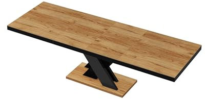 Design Esstisch Tisch HEN-111 Alteiche - Schwarz Hochglanz ausziehbar 160 bis 256 cm