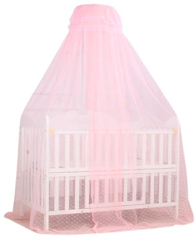 Betthimmel für Babybett, Kuppelnetz mit aufsteckbarem Ständer gegen Mücken, Rosa