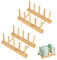 Tellerständer Holz, 2 Stück Topfdeckelhalter, Holz Geschirrabtropfgestell, Ständer Abtropfständer Geschirr Rack für Schneidebrett Topf Deckel Teller Schüssel Tassen(4 Slots)