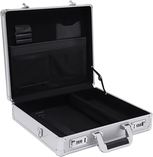 OLDMFZP Aktenkoffer aus Aluminium, abschließbare Aktentasche, tragbarer Aktenkoffer for Männer und Frauen, 38,1 x 33 x 10,9 cm