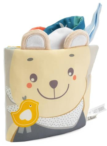 Chicco Spielbuch Weich, mit vielen Aktivitäten, Spielzeug für Kinder mit bunten und schwarz-weißen Bildern, mit Haken für den Kinderwagen, Spaziergangsspiel, Verschiedene Stoffe, ab 0 Monaten +