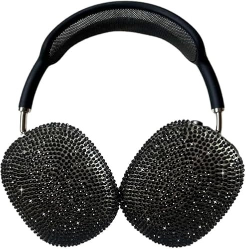 Black Cover for Airpods Max, Bling Rhinestone Apple Headphone Case Sparkling Cute Glitter Airpod pro max Ear Covers Protective Accessories