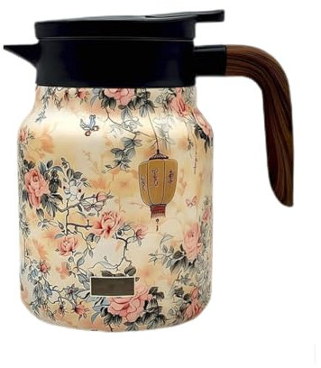 Théière thermos vintage à motif floral - 1000 ml - Infuseur intégré - Pour thé chaud ou café (automne)