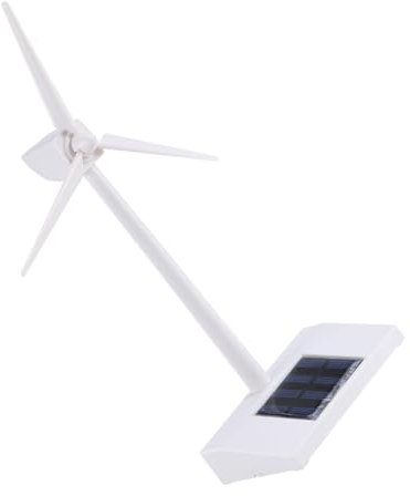 KONTONTY Solarbetriebene Windmühle Schreibtisch Abs-Kunststoff Weiß Turbinenmodell Ohne Kleber Ohne Batterie Mit Solarpanel