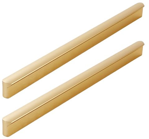 JIALUO0318 Aluminiumlegierung Möbelgriffe Türgriff Knöpfe Schrankgriffe Schubladengriff Küchengriffe 2 Stück (Gold Gebürstet,Längen 300mm)