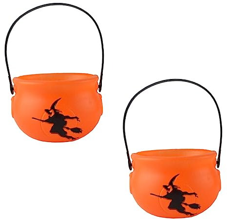 VICASKY 2pcs Halloween Pumpkin Candy Buckets Creative Orange Handheld Storage for Cosplay and Party Decorations Unique Easy to