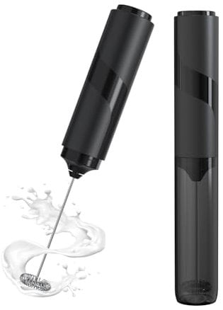 Milchaufschäumer Stab/Milchschäumer Elektrisch tragbarer mit Cover Getränkemixer Kaffeebesen batteriebetriebener für Latte, Matcha-Tee, Cappuccino