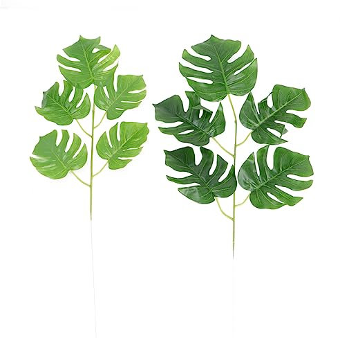 Holibanna 10pièces Lot Monstera Artificielles Décoration De Bureau Monstera Foncées Claires