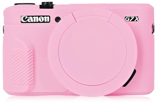 G7X2 - Custodia per fotocamera digitale Canon G7 X Mark II, in morbido silicone, per fotocamera Canon G7X II, colore rosso rosa