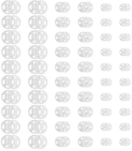 36 Set Plastic Sew on Snap Button, 3 Sizes Invisible Snaps for Sewing, Clear Round Plastic Snap Buttons Clothes Poppers Fasteners, Sew on Snaps for Clothing Shirt Sewing DIY Craft(7.5mm, 10mm, 12.5mm)