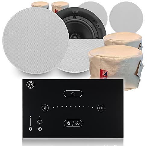 Systemline E50 Ceiling Speaker System, Touch Panel Wall Amplifier, with Fire Hoods - 4 x QI65CB