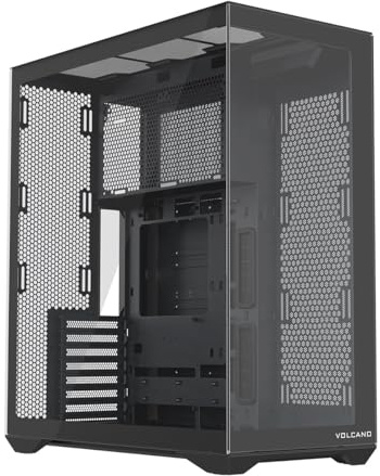 MODECOM Volcano Space XL Full Tower Gaming Gehäuse schwarz | Ohne vorinstallierte Lüfter | Großes ATX Case für Custom PC Konfigurationen | Optimierter Airflow & Sichtfenster | Kompatibel mit E-ATX
