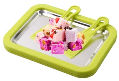 Ice Cream Roller Maker - Rolled Ice Cream Pan | Dessert Plate with Fast Freezing, DIY Cold Tray Kit with Scrapers, Kitchen Tool for Homemade Treats
