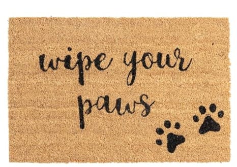 CKB LTD Wipe Your Paws Novelty Doormat - Funny Natural Coir Welcome Door Mat with Non Slip PVC Backing, Indoor Outdoor, Front Back, 60 x 40cm