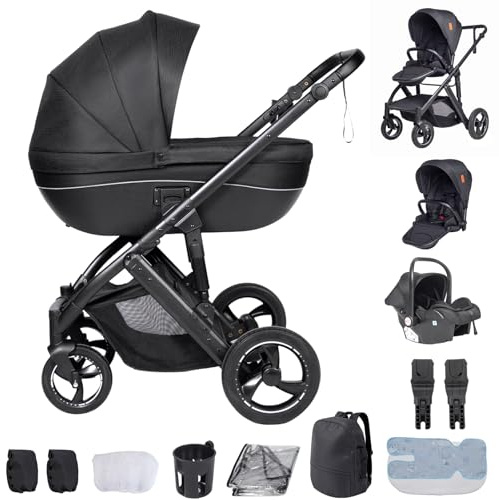 Oubeauou Reisesystem 3 in 1, kombi Kinderwagen, von Neugeborenen bis Kleinkind, All-Terrain, Einhand-Klappbar, Hochsitz-Baby-Kinderwagen, wandelbarer Babywagen