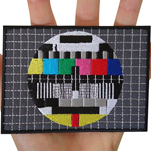 Big TV Test Card Embroidered Iron/Sew On Patch Large Embroidery Applique Badge