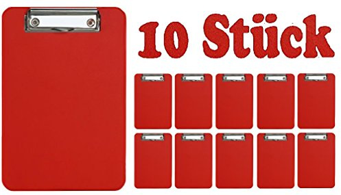 Klemmbrett DIN A5 Schreibplatte Clipboard (10 Stück | A5, rot)