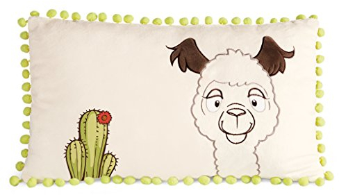 NICI 42304 Wild Friends Plüschkissen Alpaka Elli Paka, 43 x 25 cm, Creme/braun/grün, 1 Stück (1er Pack)