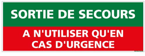 Signalétique.biz France - Panneau Sortie de Secours Urgence - Protection anti-UV - Dimensions 350x125 mm - Plastique rigide PVC 1,5 mm