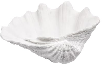 ALIWINER Medium White Scalloped Clam Shell Bowl Sea Shell Decor for Nautical Beach House,Coastal Decor Gift of Housewarming and Wedding Party