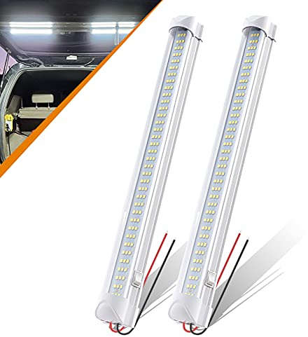 CZC AUTO 12V/24V LED Lichtleiste mit ON/OFF-Schalter - 108 LED Streifen Lichtleiste für Van, LKW, Wohnmobil, LKW, Anhänger, Schrank, Camping - 2 Pack