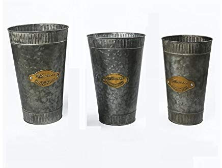 Fletiter verzinkte Vase Bauernhaus Metall Milchkanne Vintage rustikale Land Eimer Pflanzgefäß Töpfe Krug für Küche Wohnzimmer Dekor, rostige hohe Eimer