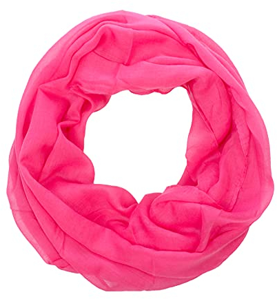 Lolus Damen Loop Rundschal Hals-Tuch in verschiedenen Farben und Blumen Muster Accessoires Schal (U6 pink)