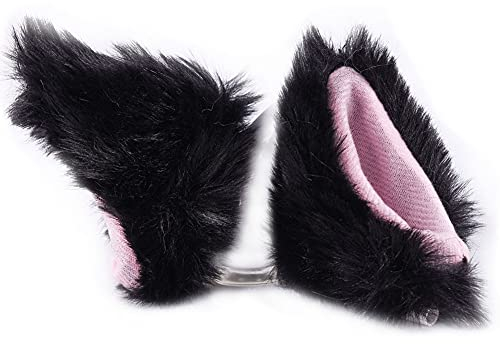 ihreesy 2 Stück Katzenohren für Helm,selbstklebend Motorradhelm Dekoration Niedliche Plüsch Katzenohren Dekoration Aufkleber Zubehör für Snowboard Fahrradhelm,#F