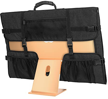 CURMIO Tragetasche für Apple 24 iMac, Schutzhülle für Apple IMAC 24 Zoll Display, Monitor Tasche mit Gummigriff für 24 iMac Bildschirm und Zubehör, Patent Design, (Leere Tasche), Schwarz