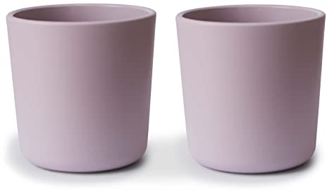 mushie Tasse de vaisselle pour enfants | Ensemble de 2 tasses de table réutilisables | Résistantes au lave-vaisselle et au micro-ondes | Facile à tenir pour l'enfant Fabriqué au Danemark | Soft Lilac