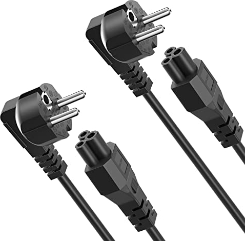 QYD Netzkabel 3 polig (2 Stück 1,8m) C5 Stromkabel Laptop Micky-Maus Stecker Laptop Netzteilkabel Power Cable für Kleeblatt Originalkabel Ladekabel Notebook-Netzteil TV Monitor HP Epson Canon Druckers