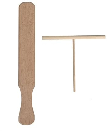 2pcs Crepe Spreader Spatula Set Wooden Crepe Pan Maker Beechwood Construction Turner T Shaped Tool for Making Crepes