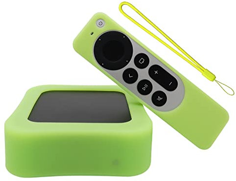 (1 Set) Silikon-Schutzhülle für Apple TV 4K und Siri Remote 2022, Apple TV 4K Box & Apple TV Siri Fernbedienung 3. Generation, rutschfest, Silikon, stoßfest, leuchtet im Dunkeln (leuchtendes Grün)