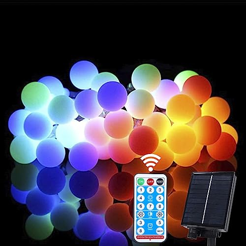 ELINKUME Solar Lichterkette Aussen,50LED 7m Matte Kugelleuchten mit 8 Modi und Fernbedienung,Lichterkette Außen Solar,Wasserdicht,Perfekt für Garten,Terrasse,Veranda,Hochzeit,Party