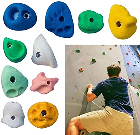 Klettergriffe Kinder Jugendliche Erwachsene Harz Felsklettergriffe mit Schrauben, 10 Stück Premium-Anfänger-Kletter-Sets Zum Anschrauben, Ideale Griffe für Die Kinderkletterwand ( Color : 10pcs , Size